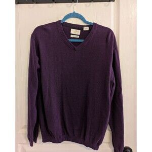 WEATHERPROOF VINTAGE Men's Size L Cotton+Cashmere V Neck Sweater Royal Purple